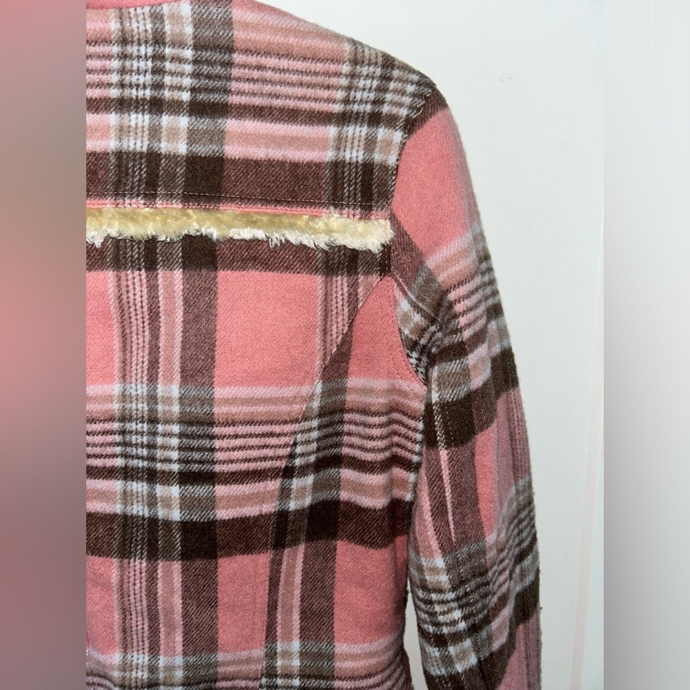 vintage Guess jeans wool blend plaid bomber coat with sherpa accents sz M EUC LN - Picture 12 of 15